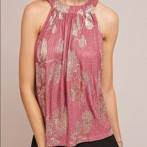 ANTHROPOLOGIE Feather & Bone Ase Halter Neck Top Size M